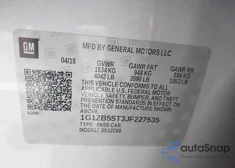 2018 Chevrolet Malibu 1Ls from USA, damaged, VIN 1G1ZB5ST3JF227535